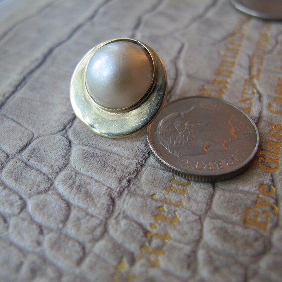 Parts or Single Earring: Mabe Pearl Set in 14k Ye… - image 8