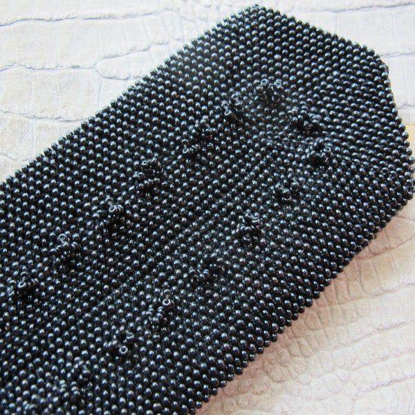 Black Beaded Eyeglasses Spectacle Case Holder. Satin Silky Lined. Protect your Vintage Reading or Eye Glasses, Vintage Eyewear Case Sleeve