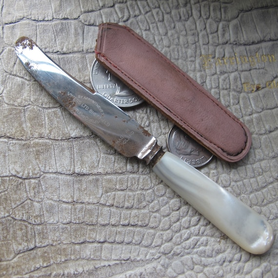 Set of 6 - Vintage German Made Mother of Pearl & Sterling Band Knives