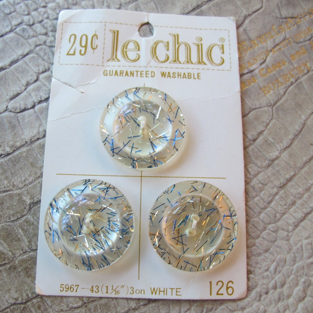 Confetti Lucite Matching Buttons, Old Stock on Original Card by Le Chic ...