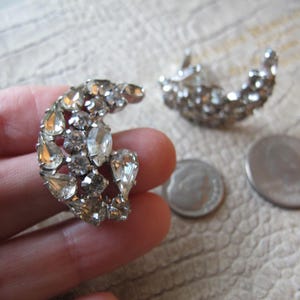 Best Quality Rhinestones by WEISS 50s Climber Earrings, Silver Tone, Special Occasion, Prom, Bridal, Graduation Glamourous Austrian Crystals