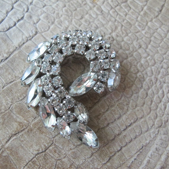 50's Rhinestone Crystal Stone Brooch Pin 1950's G… - image 3