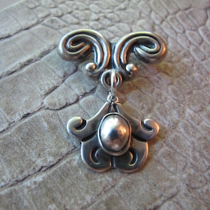Los Ballesteros ondertekend Mexico sterlingzilver lavalier hanger broche pin. Beste Mexicaanse zilverontwerpers, iconische 20e-eeuwse Mexicaanse stijl