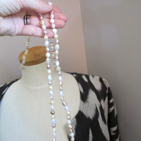 Pink, White, Beige Long Freshwater Pearl Bead Nec… - image 7