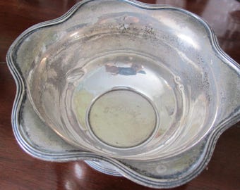 Sterling Silver Scalloped Edge Bowl, Footed, Makers' Mark, Stamped Sterling, Antique to Vintage, DINGS As Is Condition, Sterling Compote