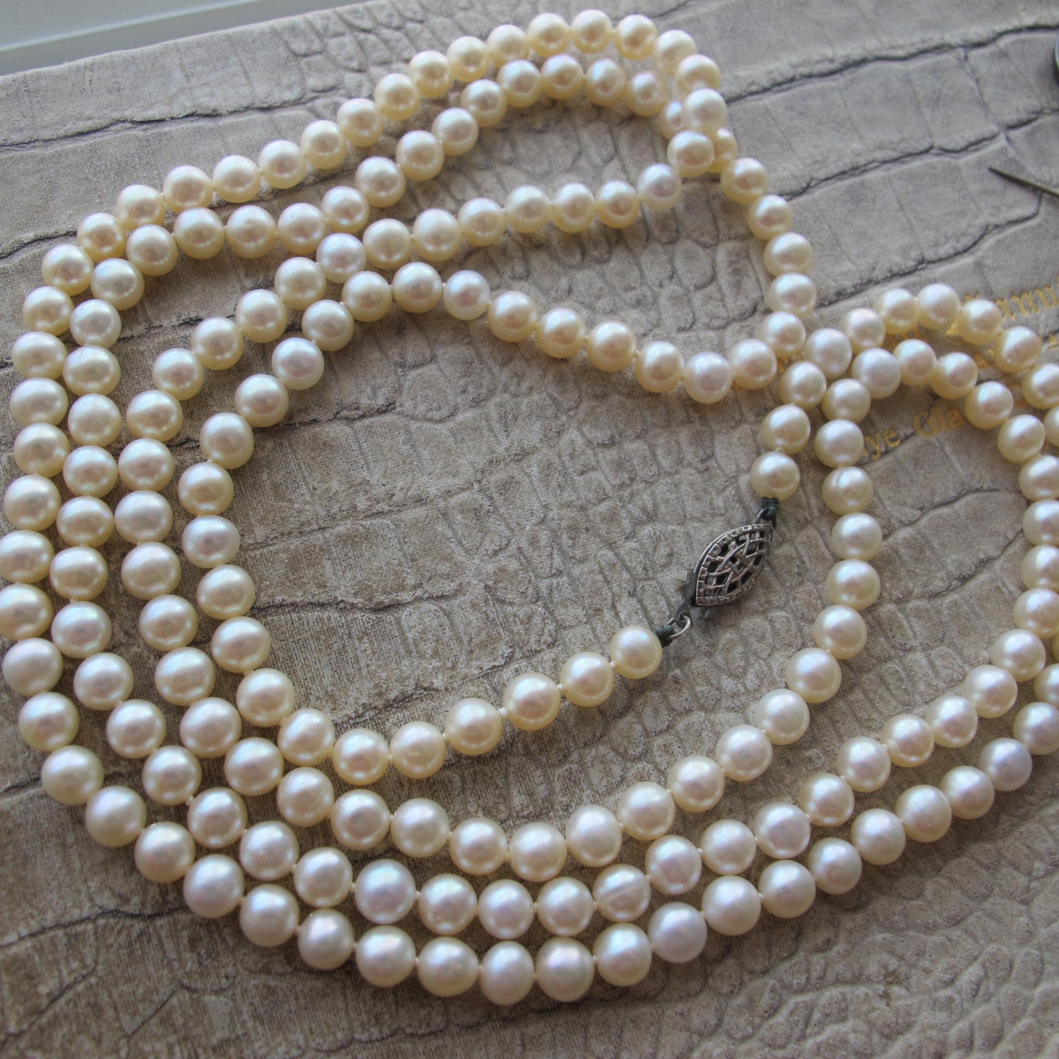 Opera Length Long Rope of Cultured Pearls, Vintage Age, Genuine Pearl Bead Necklace, Long Length or Wear Doubled, 40 1/2 IN, 5.5 MM Pearls - Etsy