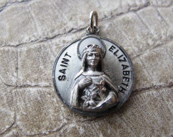 Creed Sterling Saint Elizabeth 3D Catholic Faith Sterling Silver, Catholic Saint Sterling Medal Pendant Charm, Spiritual Protective Keepsake