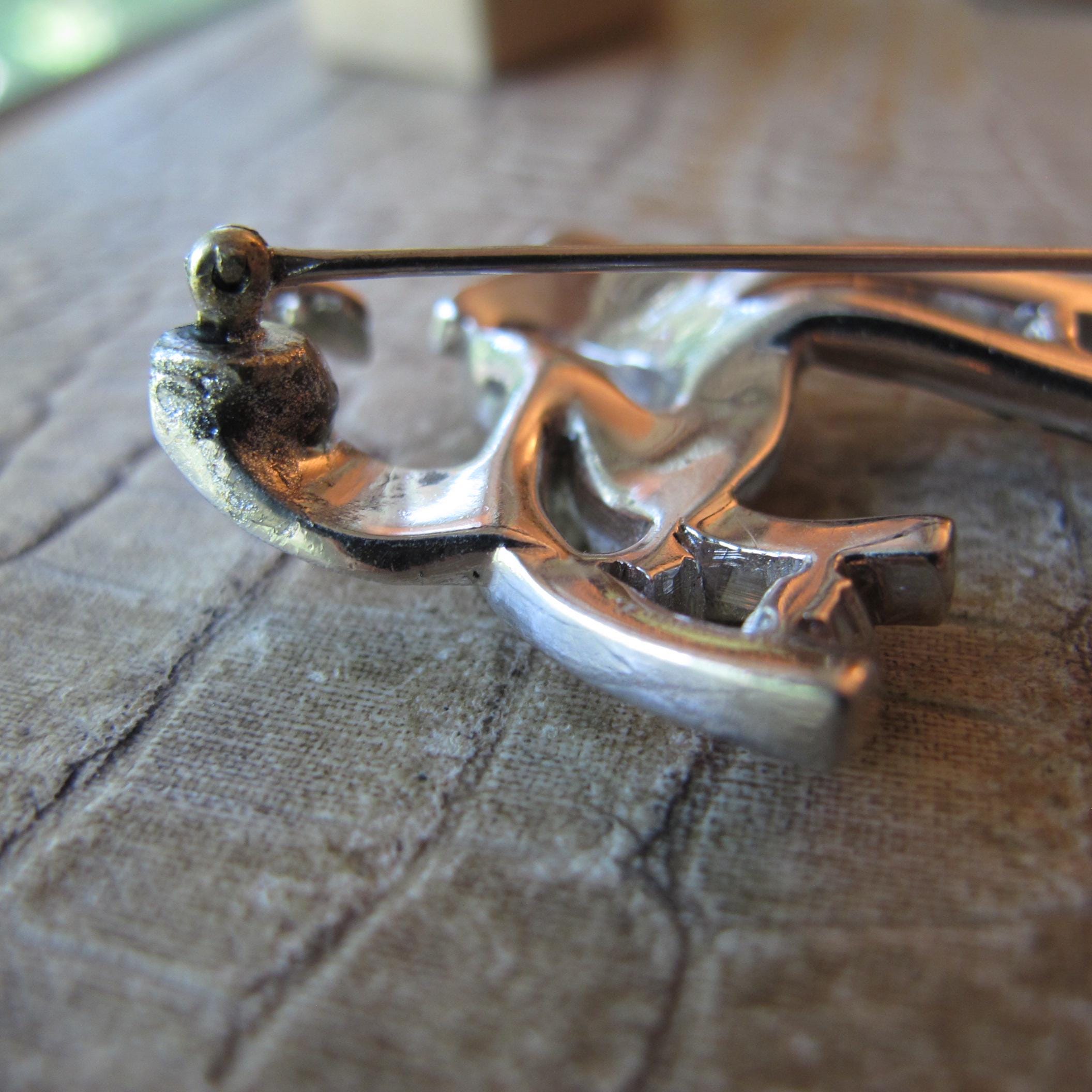 Mazer Bros Rhinestone, Rhodium Plate Cosmic Spray Brooch Pin Mid