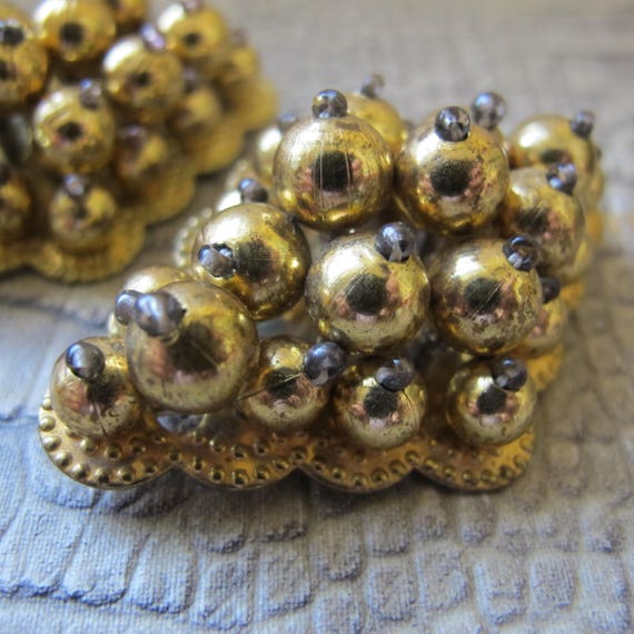 Haskell Era Costume Fashion Gold Bead Brooch Set … - image 2