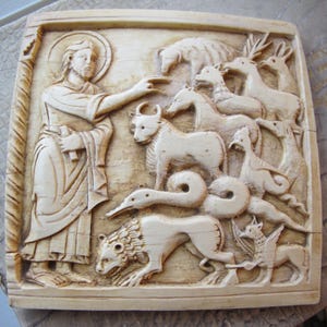 God Creating Animals Museum Replica, Vintage MMA 1989, Medieval Style Art Home Decor, Wall? Religious Creation Art Object