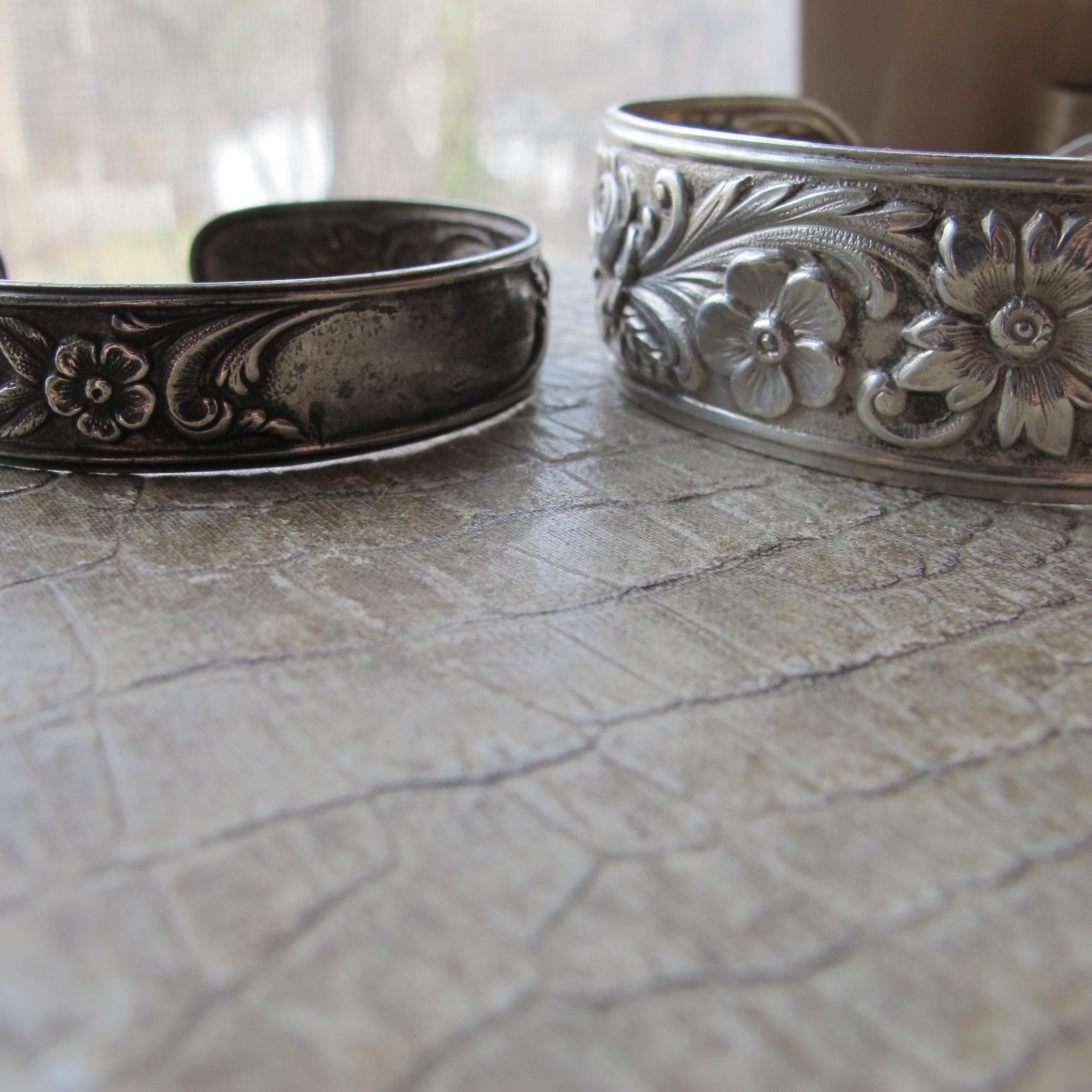 S Kirk & Son Sterling Silver Repousse Cuff Bracelet 60's Vintage