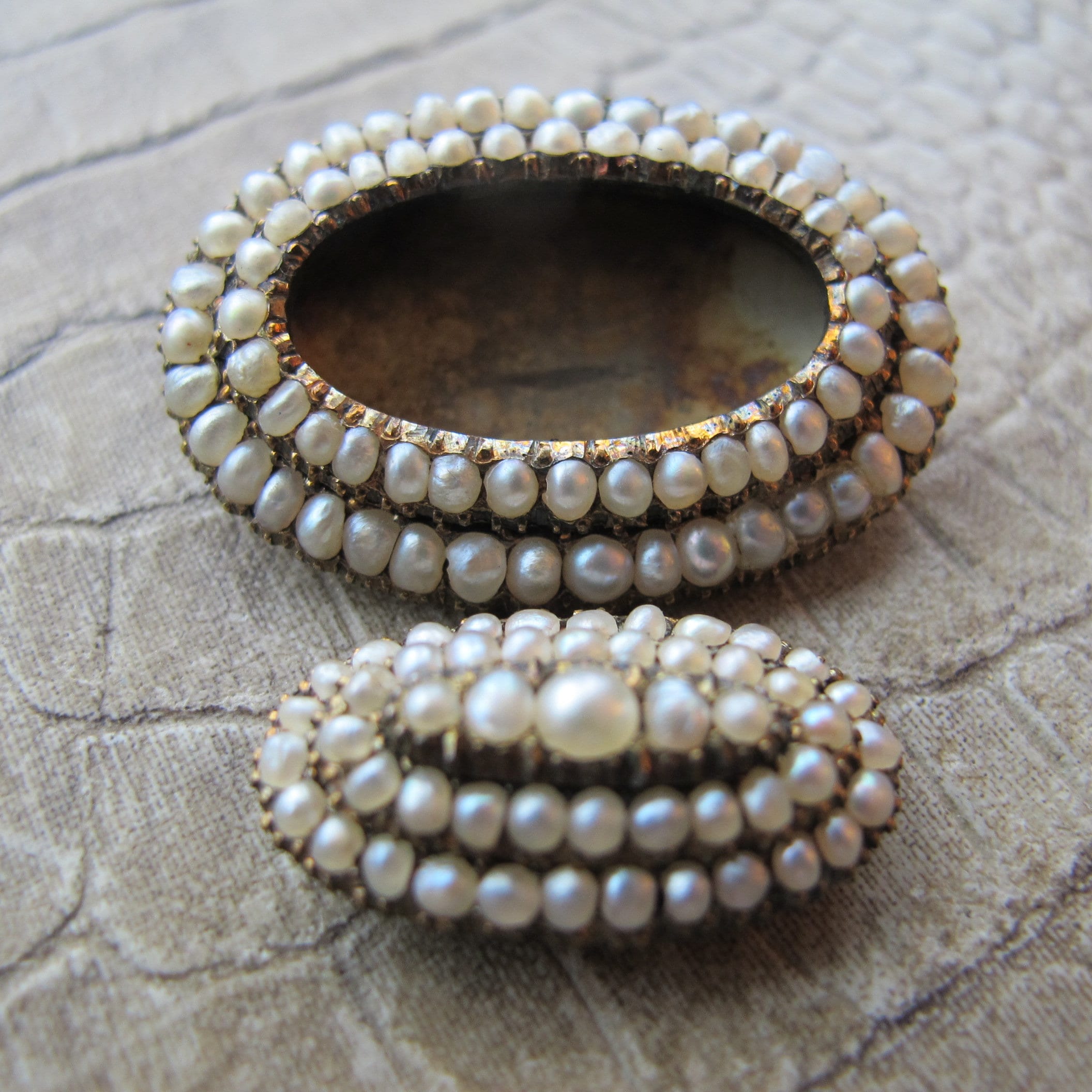 Georgian Victorian Genuine Seed Pearl 5 Tier Pinchbeck Brooch