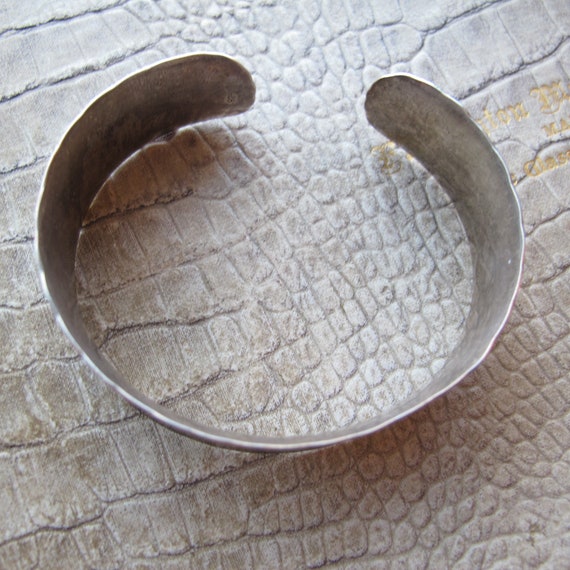 Sterling 925 Silver Hammered Texture Cuff Bracele… - image 6