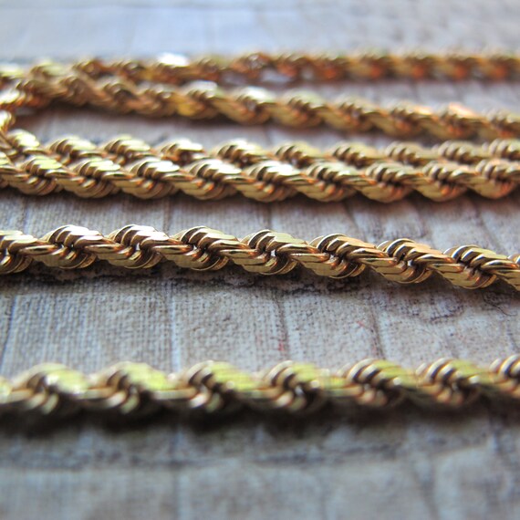 18k Yellow Gold Rope Chain Necklace, Vintage, Sta… - image 7