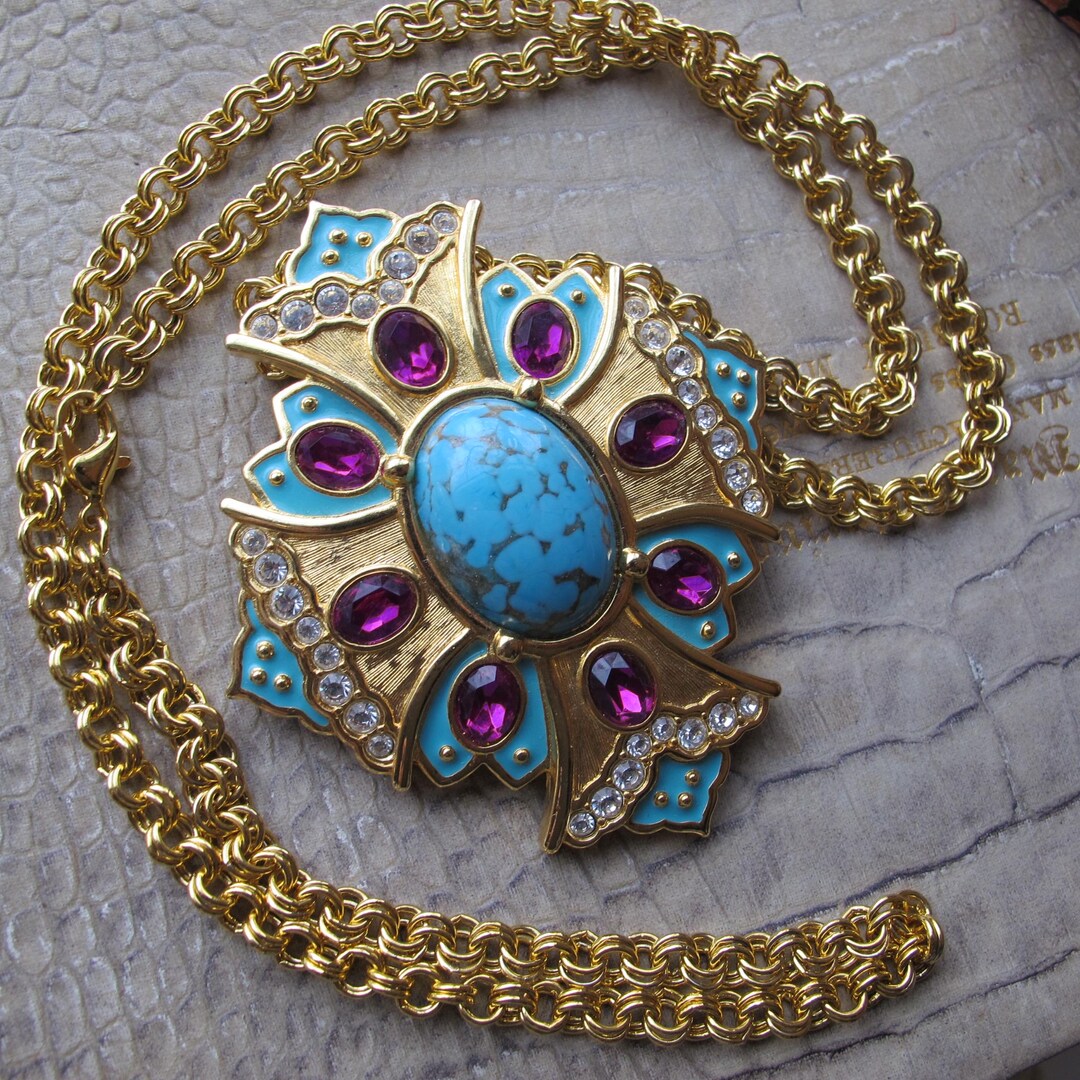 Designer REGAL Maltese Cross Statement Pendant, Good Costume