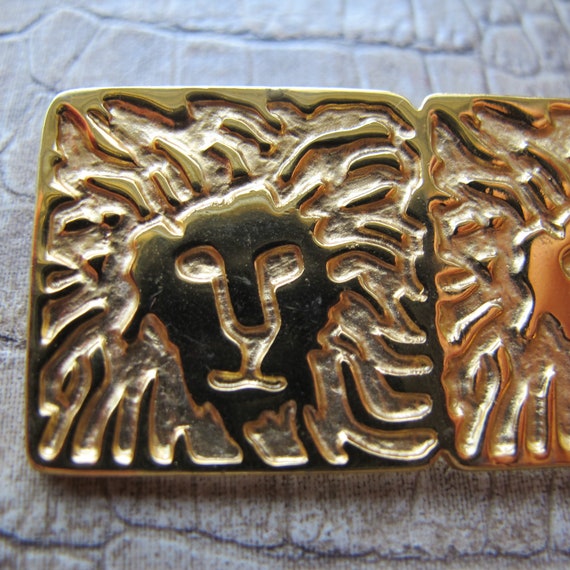 Anne Klein LION Logo Designer Brooch Pin, Gold Co… - image 2