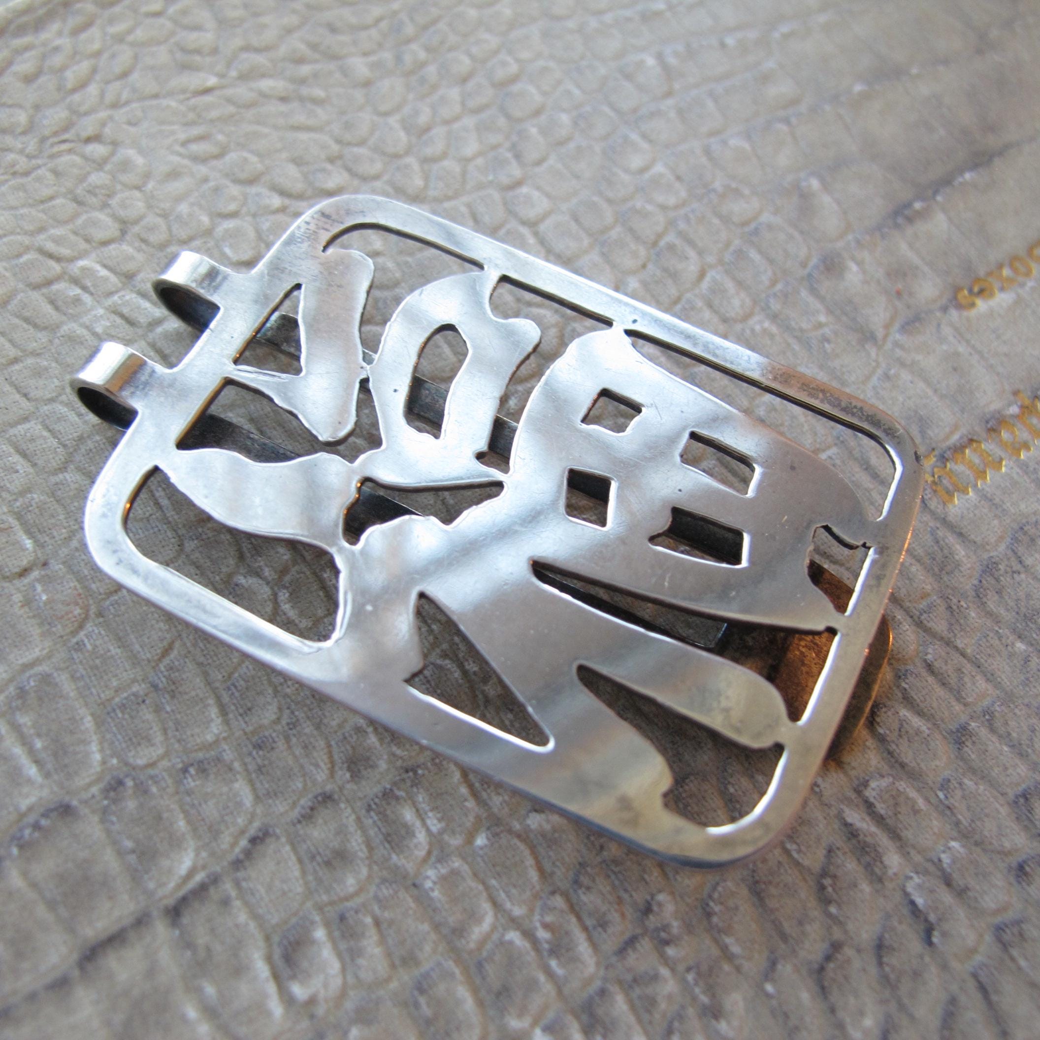 950 Silver ASIAN Chinese Good Luck Symbol Money Clip, Bill Clip