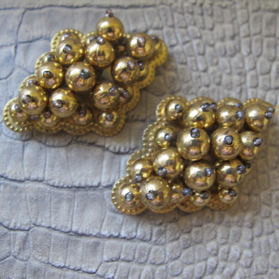 Haskell Era Costume Fashion Gold Bead Brooch Set … - image 1