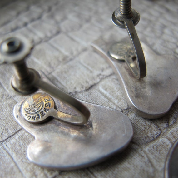 Mexican Mosaic Silver Earrings, Screw Back Earrin… - image 6