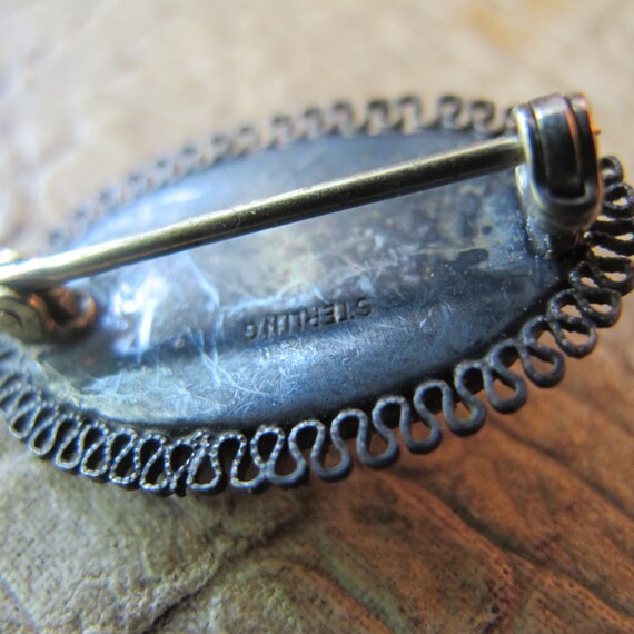 Blister Shell Pearl MOP Sterling Silver Lace Pin,… - image 8