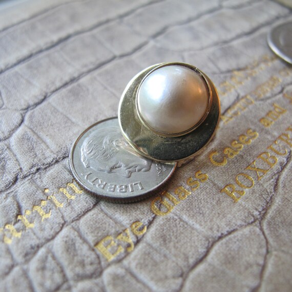 Parts or Single Earring: Mabe Pearl Set in 14k Ye… - image 9