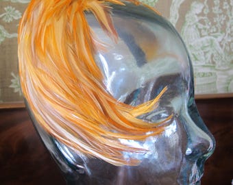 50s West German Orange Feather Flapper Style Head Ornament, Hair Head Band, True Vintage, As Is Condition, "Western Germany"
