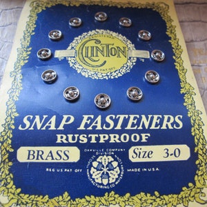Old Stock Sewing Crafting Snap Fasteners 3 Sizes Available Pick Which One, Clinton Snap FASTENERS Made in the USA, Scovill, Oakville Company