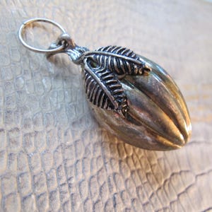 Brazilian Penca de Balangandas Style Fruit Gourd Larger Silver Plate/Tone Charm Pendant or Ornament, Hollow Formed, Vintage, Statement Charm