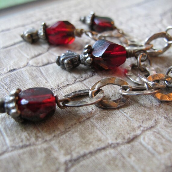 Statement Sterling Silver Garnet Drop Dangle Gems… - image 7