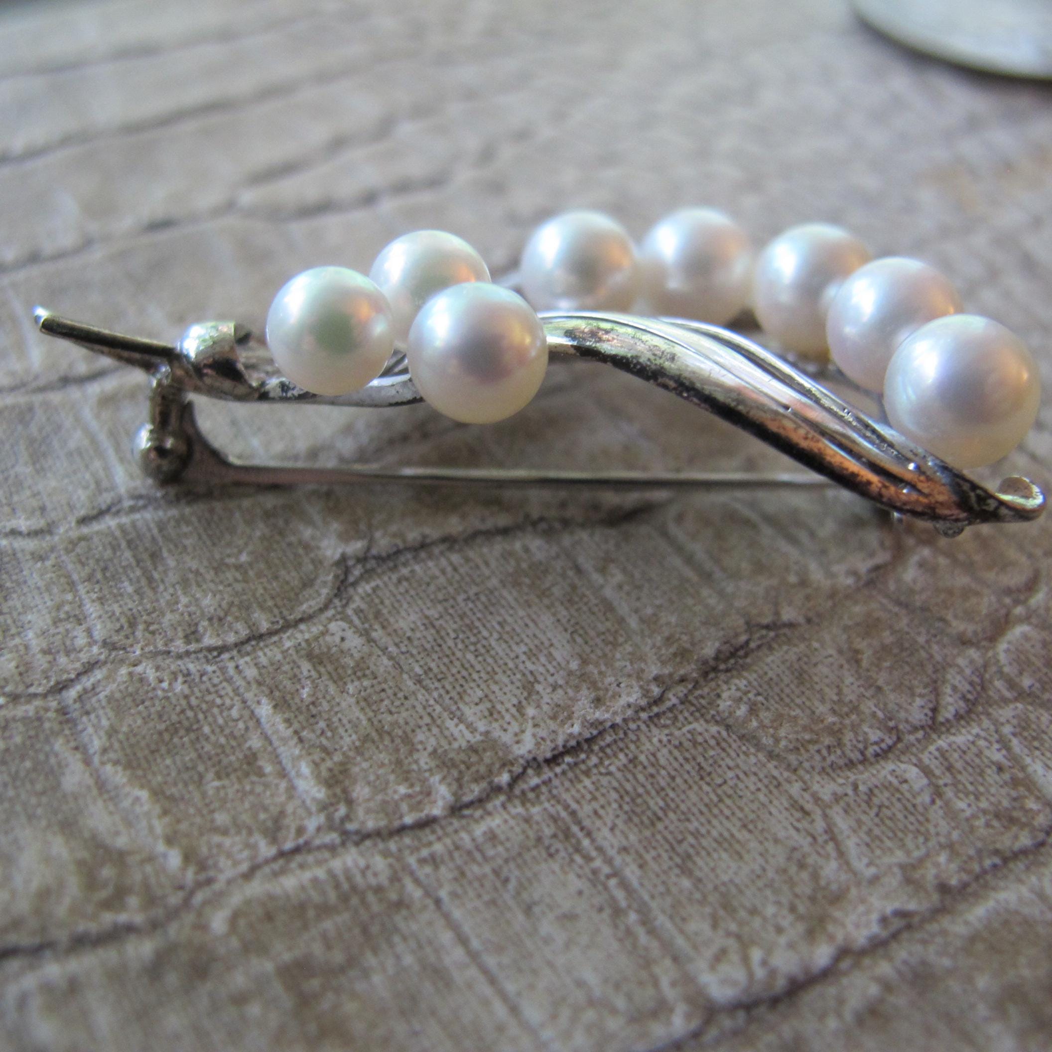 MIKIMOTO ミキモト　パール真珠　SILVER　ピンバッジ　40450 MIKIMOTO ミキモト パール ピンブローチ 本真珠 silver金具