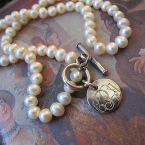 Freshwater Gemstone Pearl, Sterling 925 Silver Toggle Clasp Necklace, cPa Silver Charm