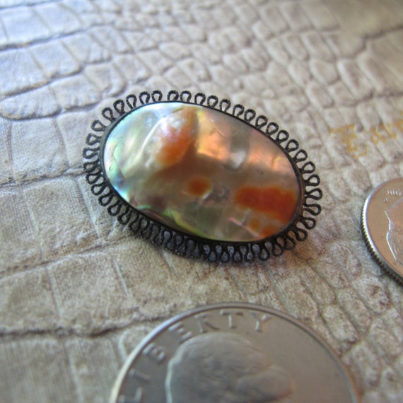 Blister Shell Pearl MOP Sterling Silver Lace Pin,… - image 5