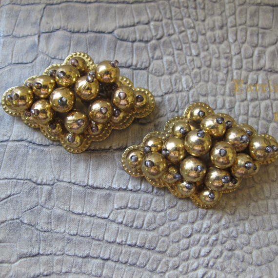 Haskell Era Costume Fashion Gold Bead Brooch Set … - image 4
