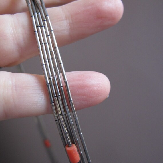 Liquid Sterling Silver & Coral Bead 5 Strand Neck… - image 3