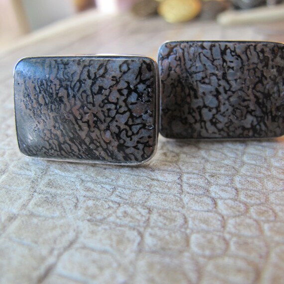 GFMW Sterling Silver Fossil Stone Statement Cuffl… - image 2