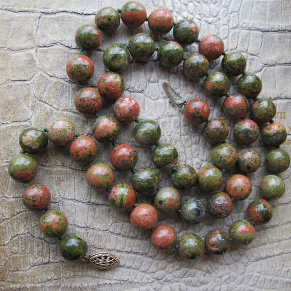 Red-Orange Unakite Jasper Stone 6-10mm Chip Beads 34 Strand Moss Green