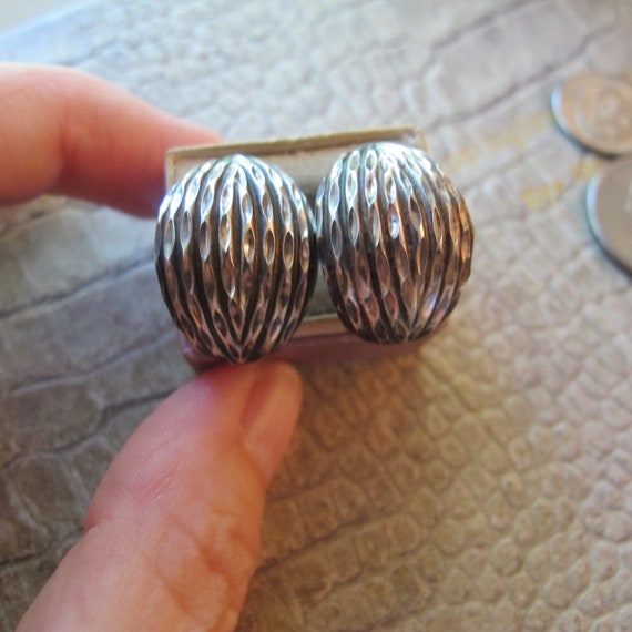 Sterling Chunky Huggie Silver 1/2 Half Hoop Pierc… - image 2