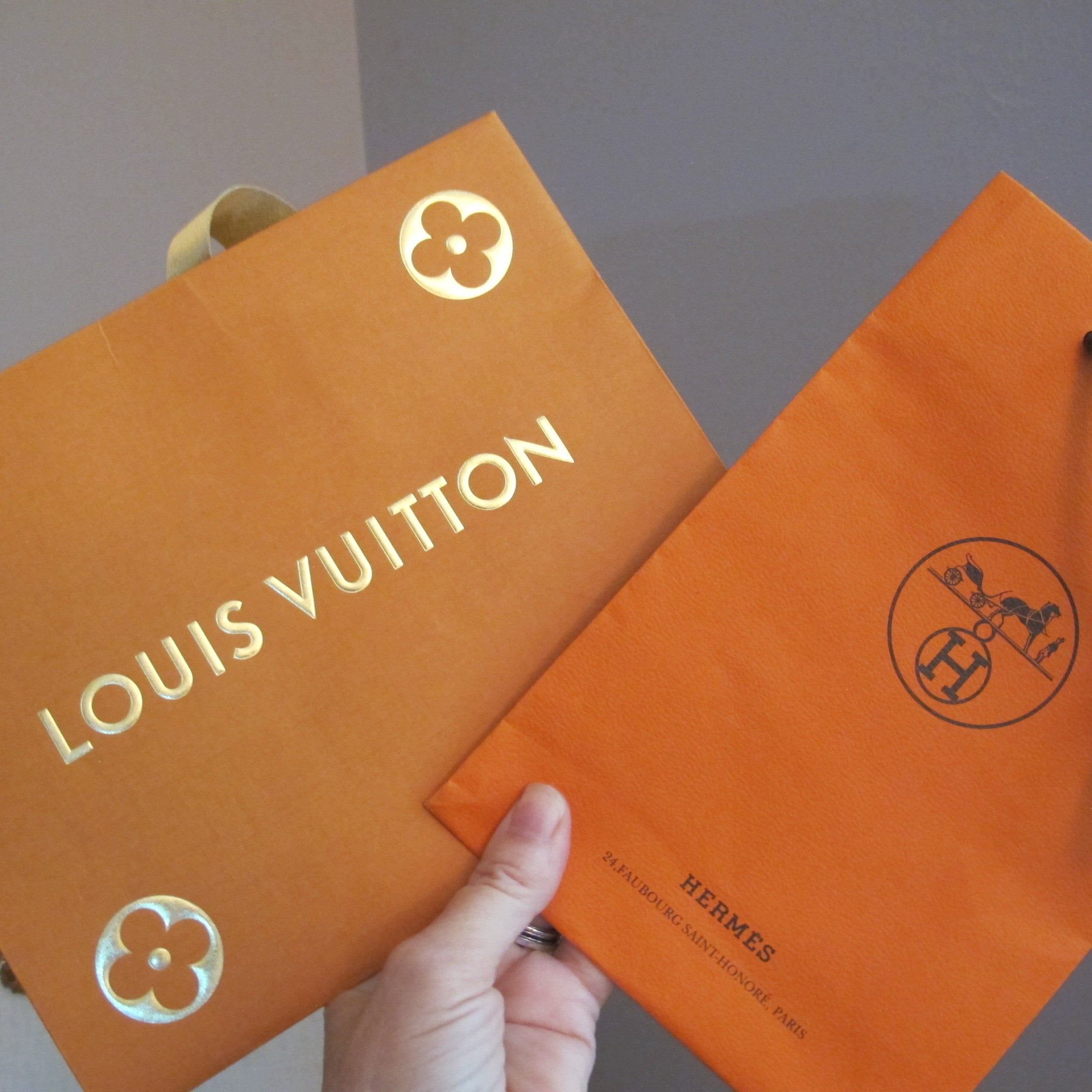 Small Designer Shopping Bags, As Shown, Little Bags: Hermes and Louis  Vuitton, French Designer Paper Used Shopping Bags, Little Gift Bags