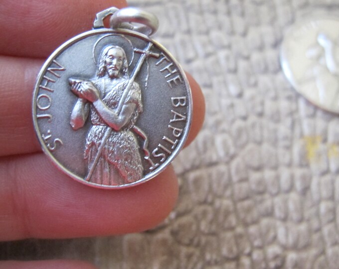 Saint John the Baptist Sterling Silver Medal Pendant, Religious ...