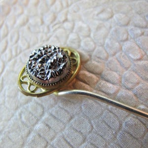 Antique Gilt & Silver Specimen Metal Stickpin Gent&#39;s Men&#39;s Cravat Scarf Pin, Edwardian to Art Deco Costume Fashion Lapel Stick Pin, As Found