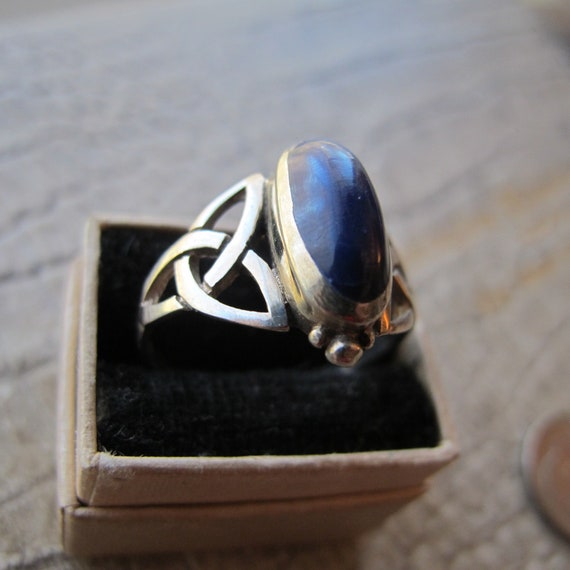Lapis Blue Stone Celtic Sterling 925 Silver Ring.… - image 3
