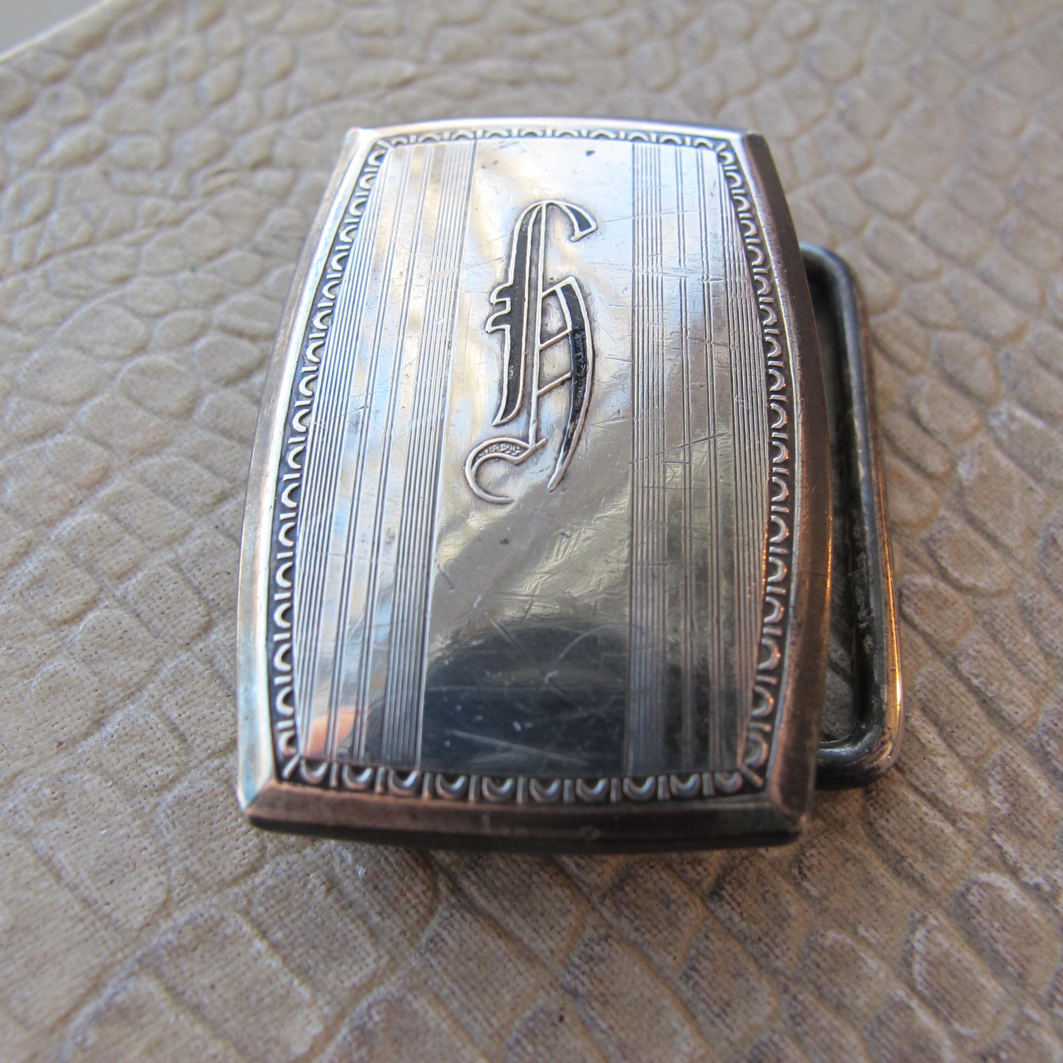 Vintage Sterling Silver Buckle with Repoussé Floral Border Monogrammed Initials 925 Belt Buckle - Etsy main image 2