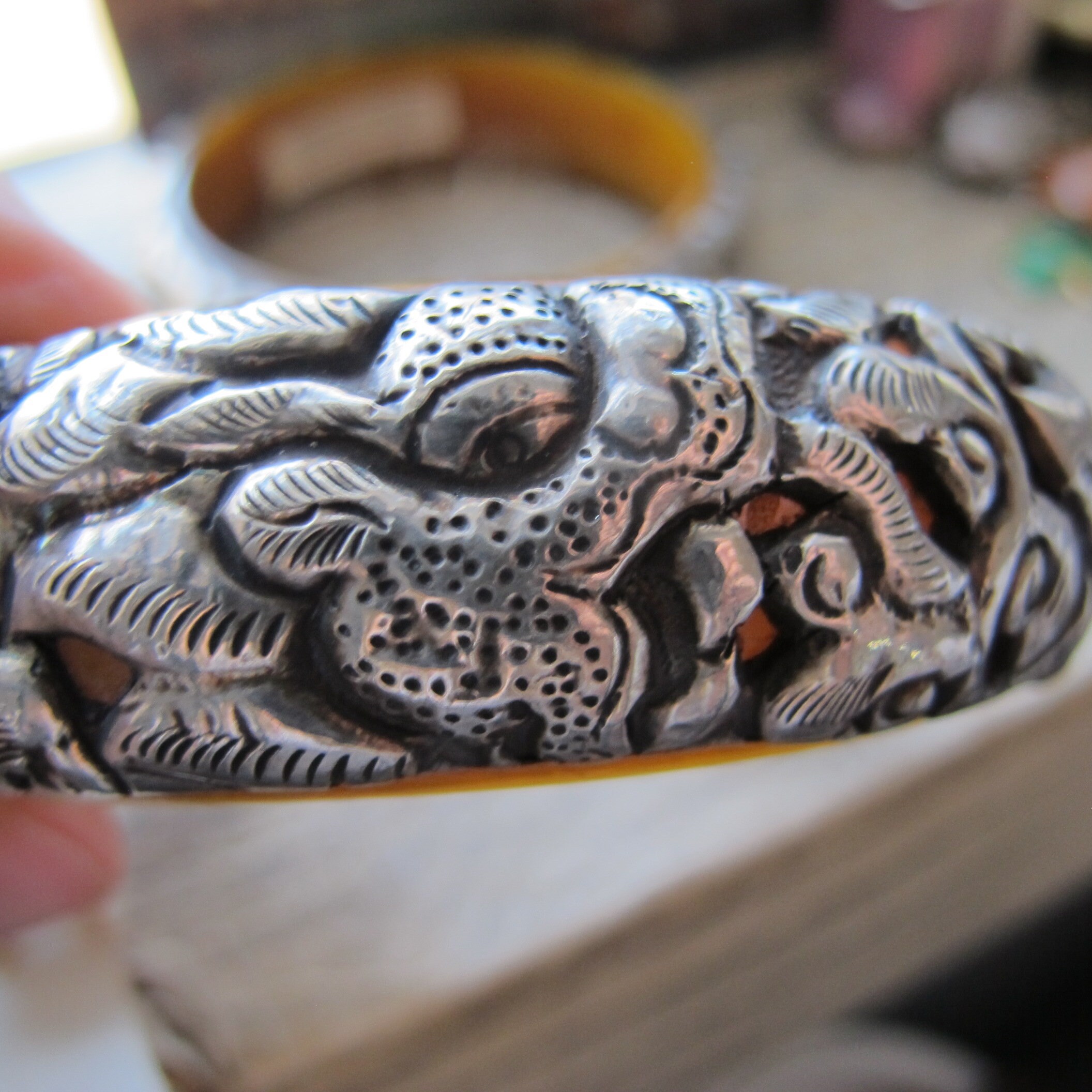 Sterling Silver Marked Vintage Chinese Dragon Wide Cuff Bracelet | eBay