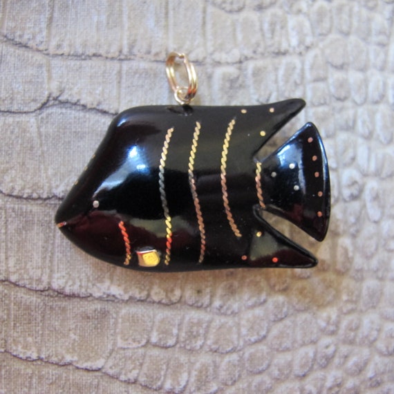 Modern Pique 14k Yellow Gold Set in Black Coral Handcrafted