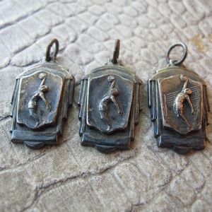 Volleyball Art Deco Silver Plate Charm, Sports Vintage Charm, by Trophy Craft, Pick One, 1940's, Sport Award Accomplishment, Trophy Charm