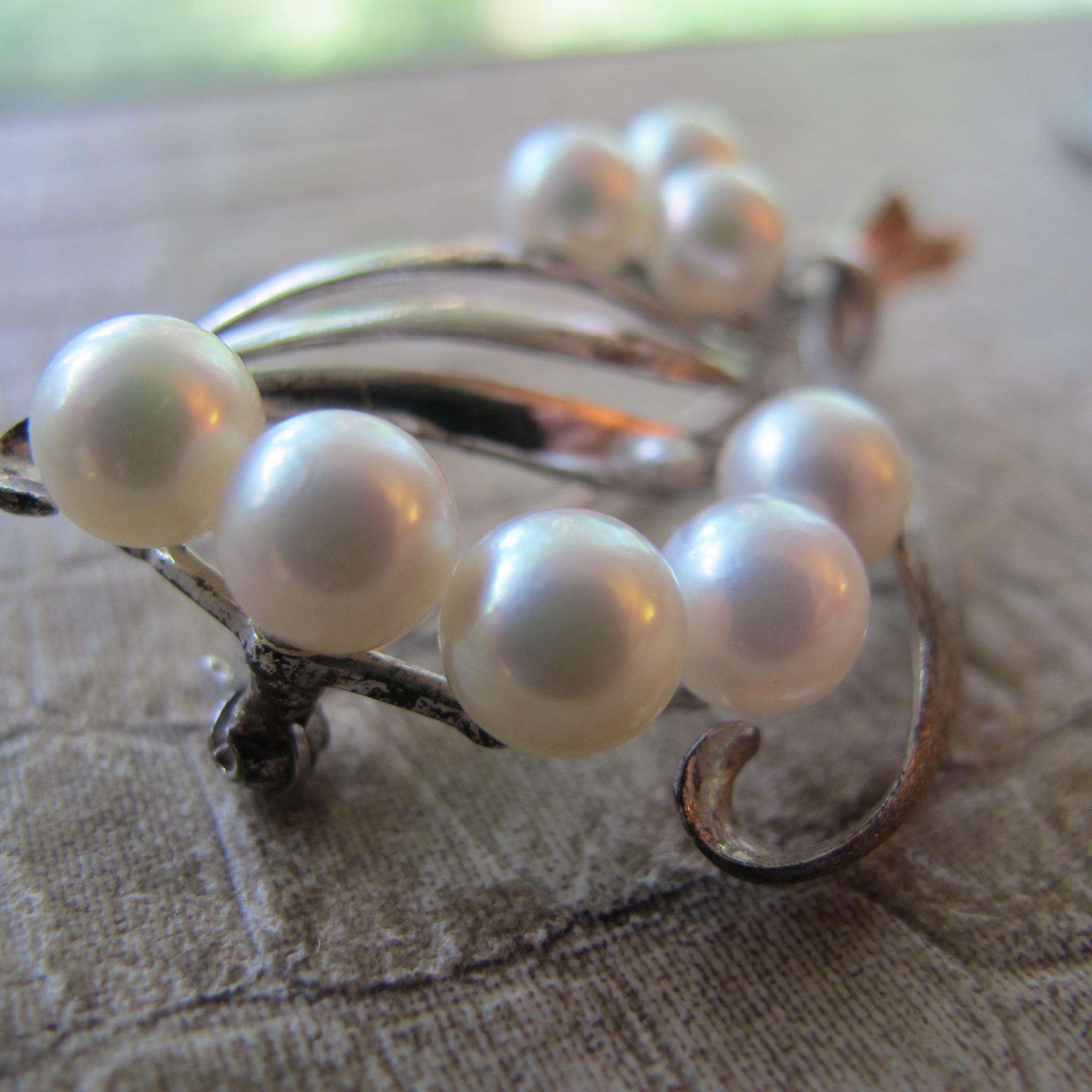 MIKIMOTO ミキモト パール真珠 SILVER ピンバッジ 40450 Mikimoto Cultured Pearl & Fine Silver Iconic 1950's Brooch