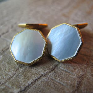Gent&#39;s Fancy Dress Fashion MOP Shell Pearl Cufflinks, French Cuff Tuxedo Buttons, Wedding Groom Special Occasion Men&#39;s Cuff Link Jewelry
