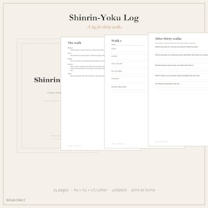 Shinrin-Yoku Forest Bathing Log, Thirty Walks Journal (PDF)