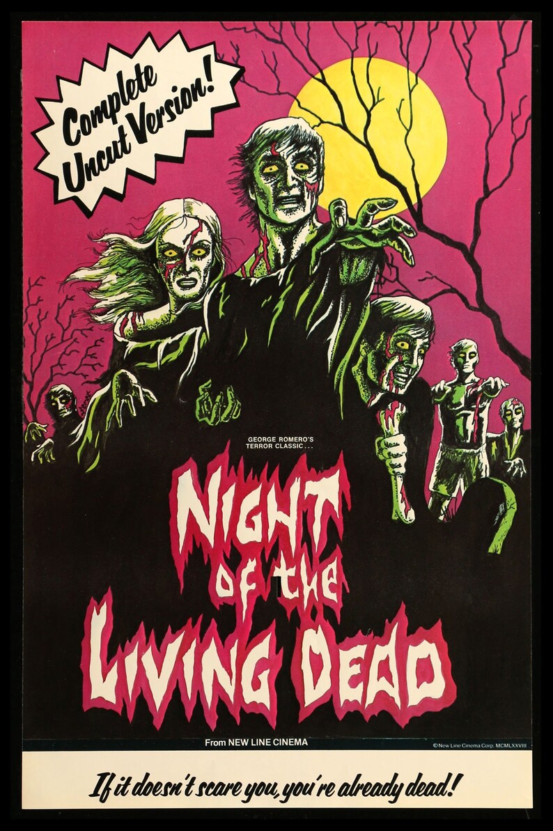 NIGHT Of The LIVING DEAD original 1978 re-release movie poster 11x17 George Romero zombie classic