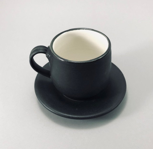 Expresso Cups and Saucers Matt Black Expresso Cup and Saucer Etsy UK